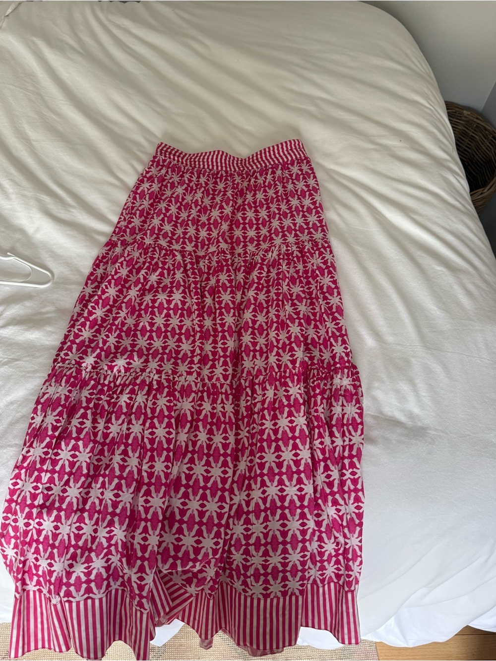 Brooks Avenue Women’s Pink Patterned Tiered Maxi Skirt with Elastic Waist - Picture 6 of 6